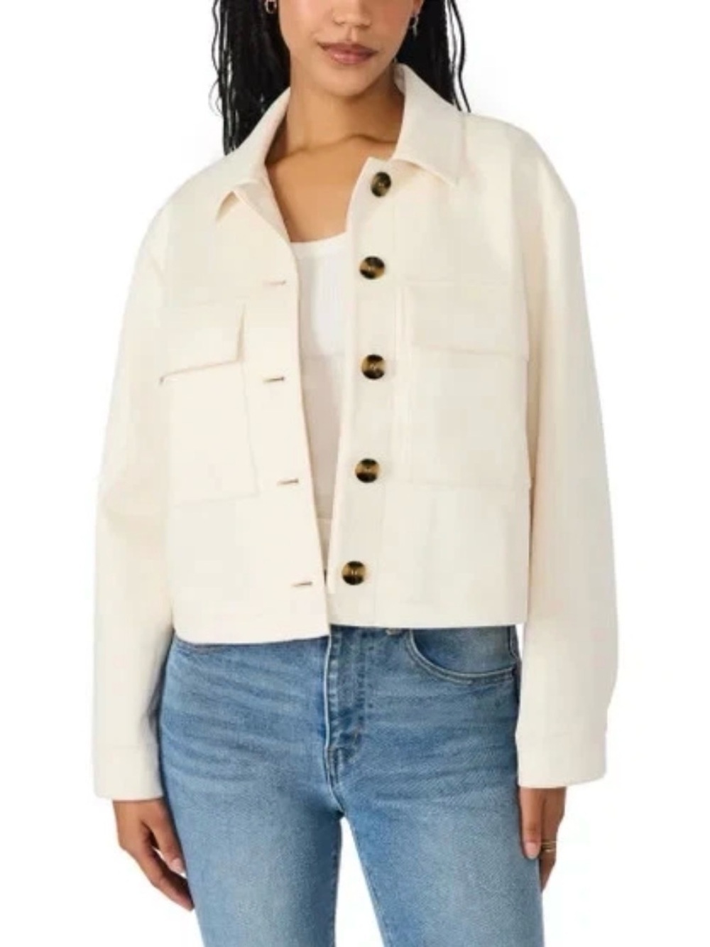 Steve Madden Faux Suede Crop Jacket – Cream (Antique White) – XL (16-18) NWT
